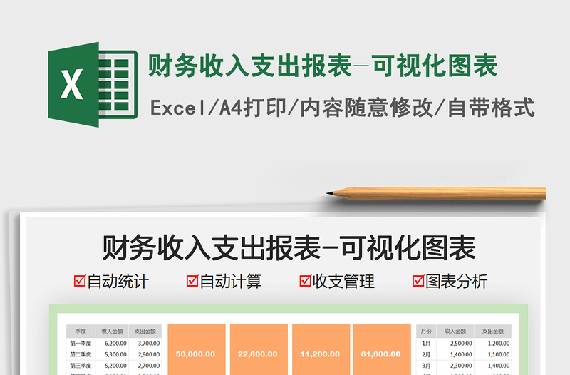 2025财务收入支出报表-可视化图表免费下载