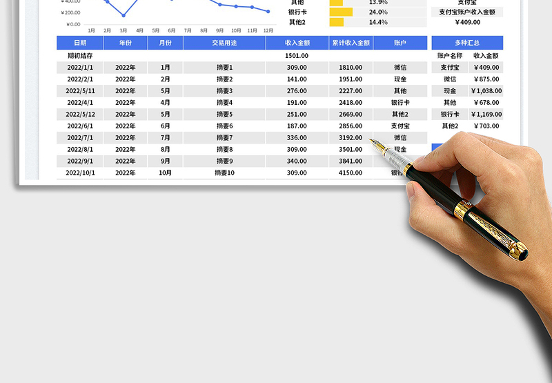 2025收入记账管理表免费下载
