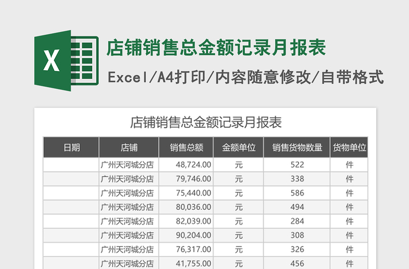 2025店铺销售总金额记录月报表