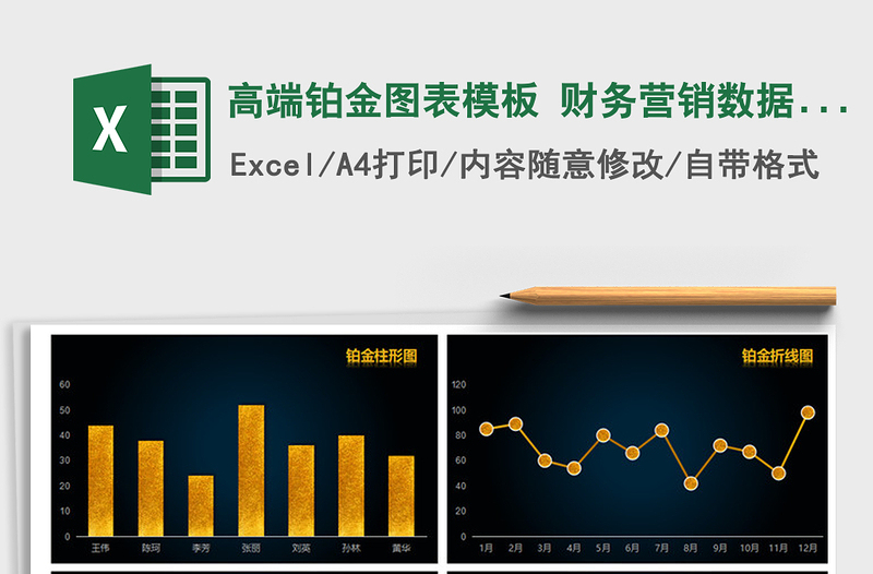 高端铂金图表模板 财务营销数据对比分析