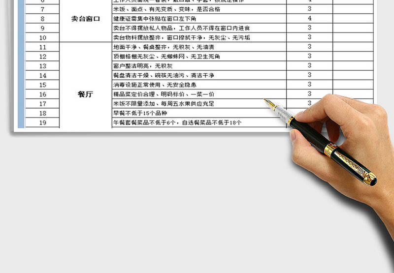 食堂日常管理监督检查表