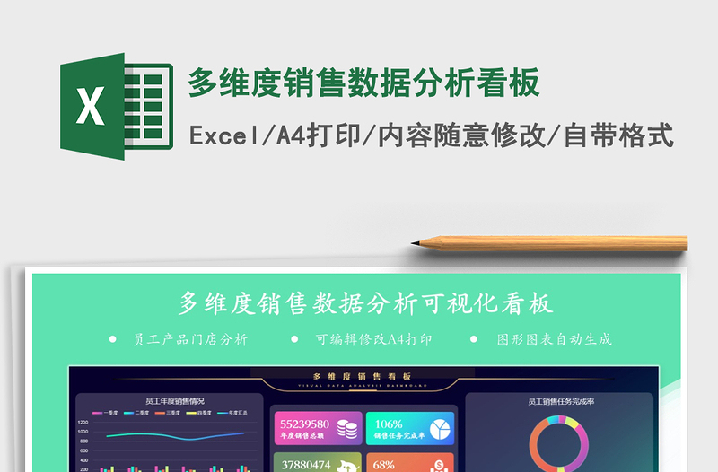 2024年多维度销售数据分析看板exce表格