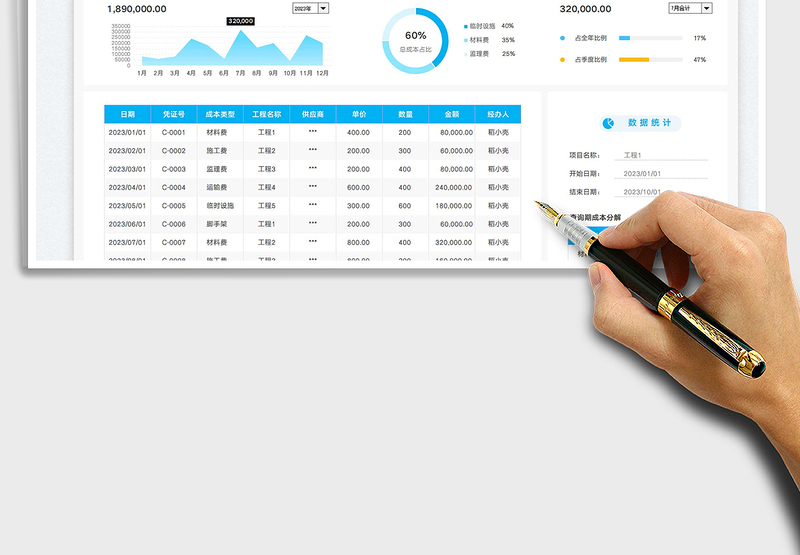 2025工程成本核算统计表免费下载