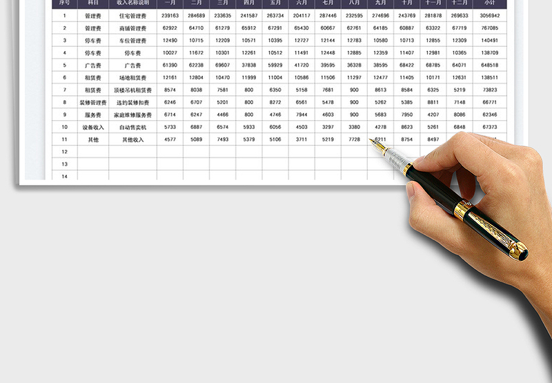 2025物业年度收入公示表免费下载