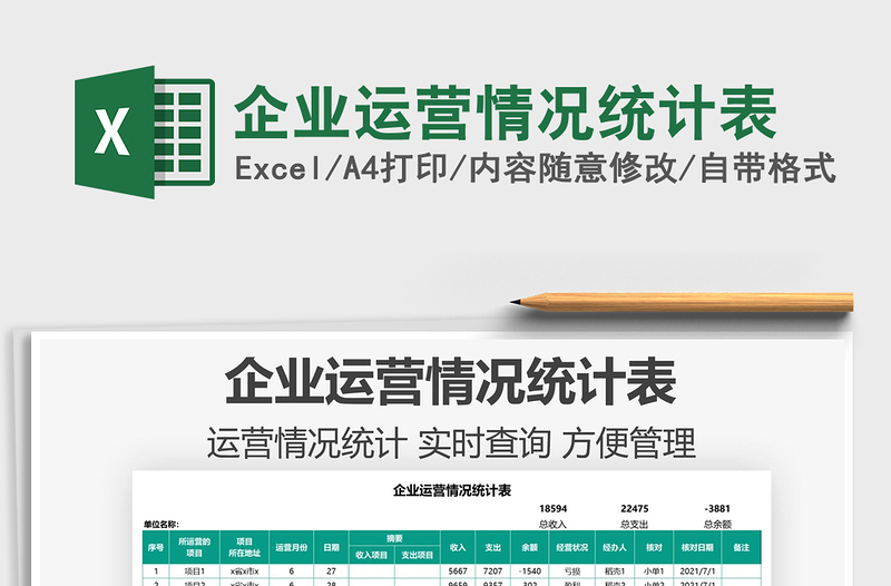 2025企业运营情况统计表免费下载