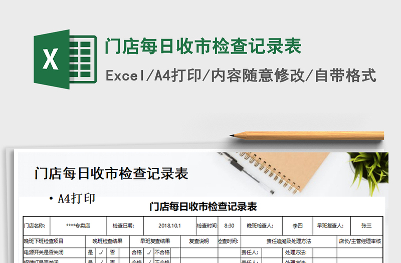 2025年门店每日收市检查记录表