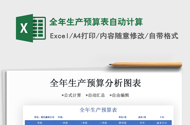 2025年全年生产预算表自动计算