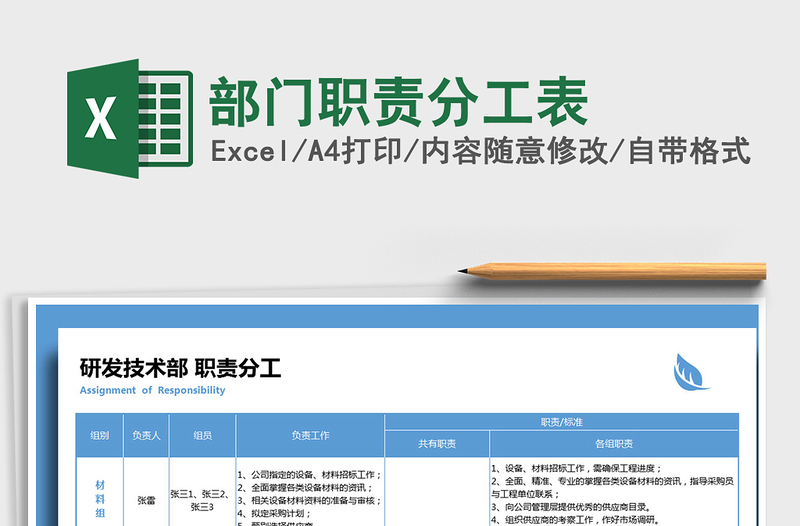 2024年部门职责分工表免费下载