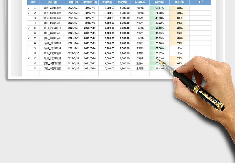 2024工作计划表-项目进度跟踪表exce表格