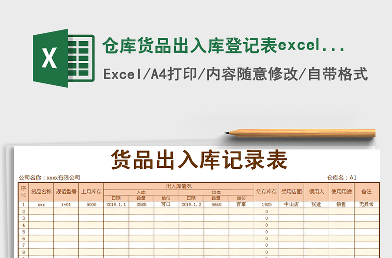 2025仓库货品出入库登记表excel-带公式自动计算结余库存免费下载