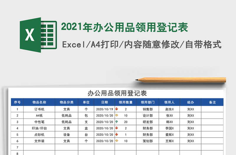 2025年办公用品领用登记表