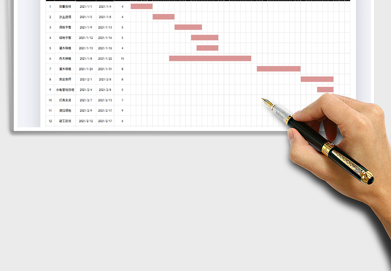 2024年施工进度图-横道图