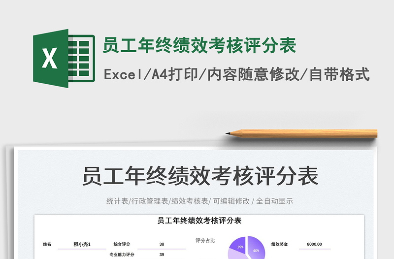 2025员工年终绩效考核评分表免费下载