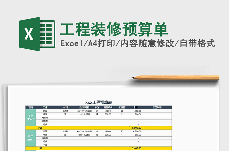 2025年工程装修预算单