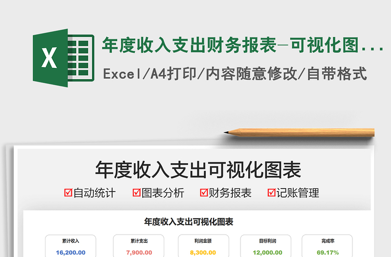 2024年度收入支出财务报表-可视化图表exce表格