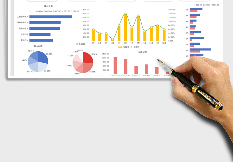 2024年度收入支出财务报表-可视化图表exce表格
