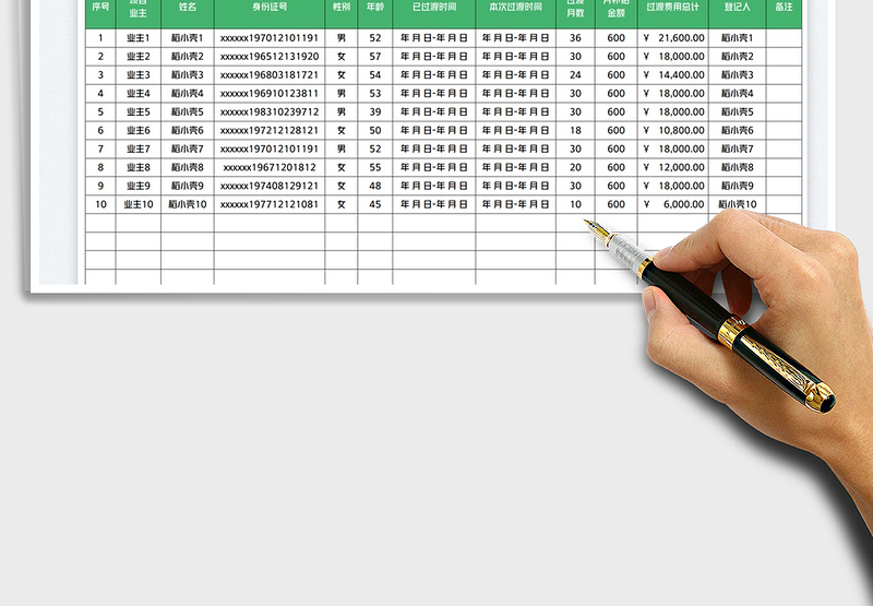 2025拆迁农户过渡费明细表免费下载