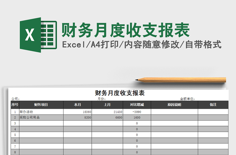 2025年财务月度收支报表