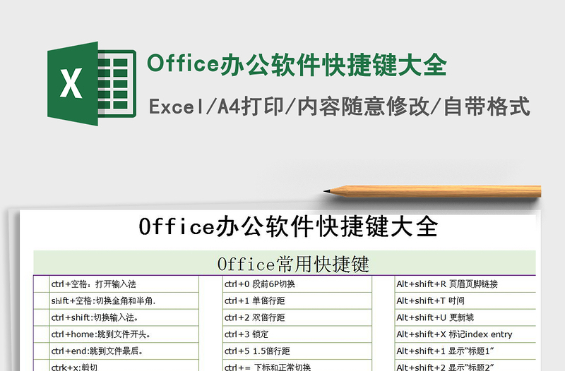 2024Office办公软件快捷键大全excel表格