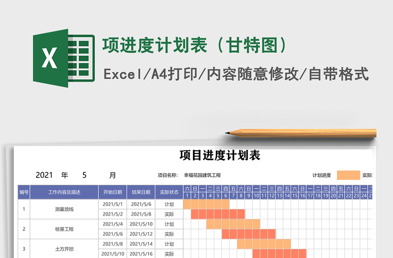 项进度计划表（甘特图）