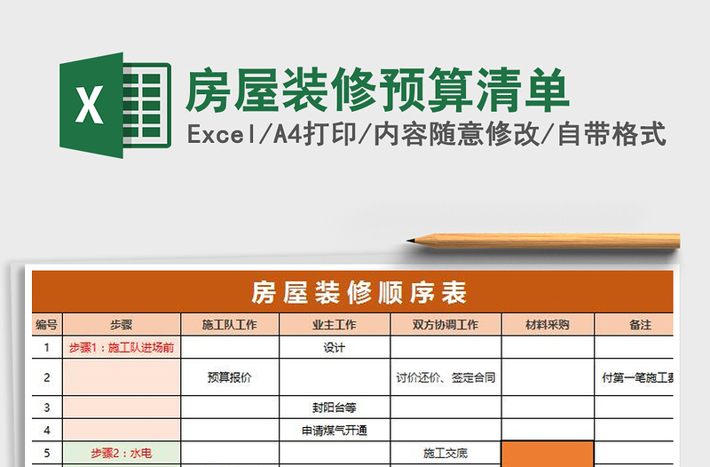 2025年房屋装修预算清单