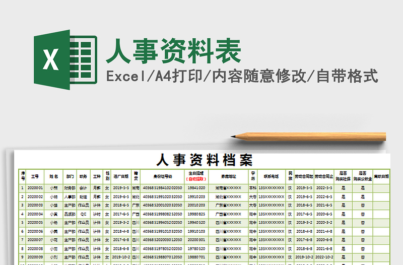 2025年人事资料表