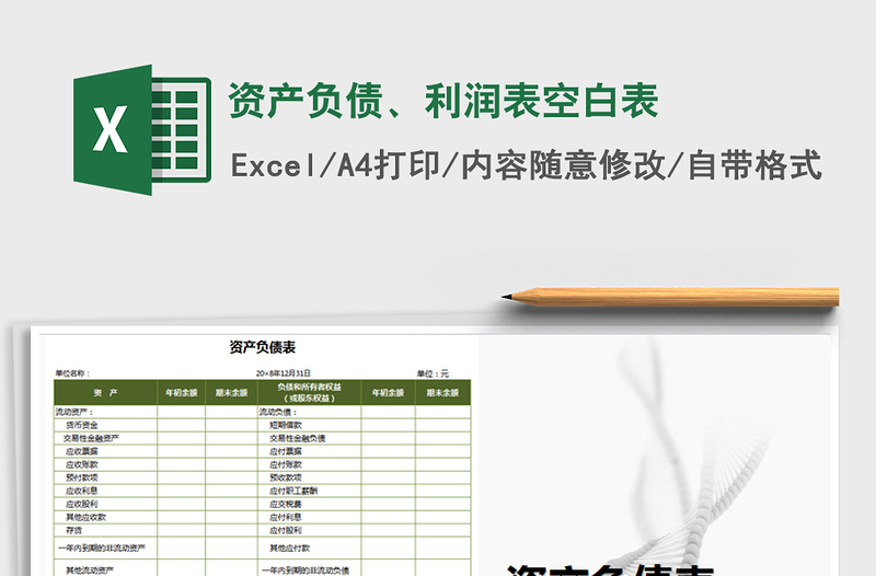 2024年资产负债、利润表空白表