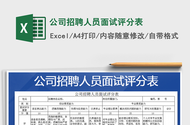 2024年公司招聘人员面试评分表