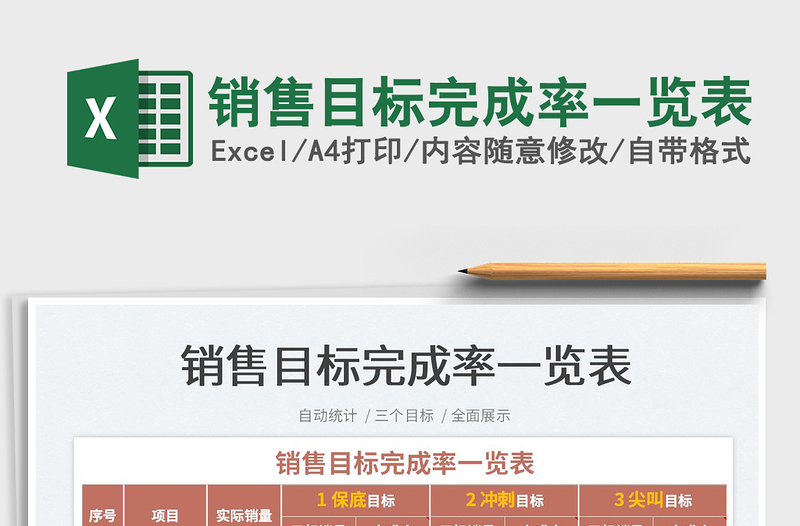 2025销售目标完成率一览表免费下载