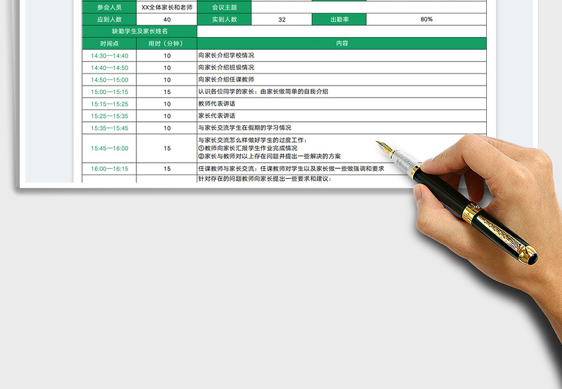 2025家长会议流程记录表免费下载