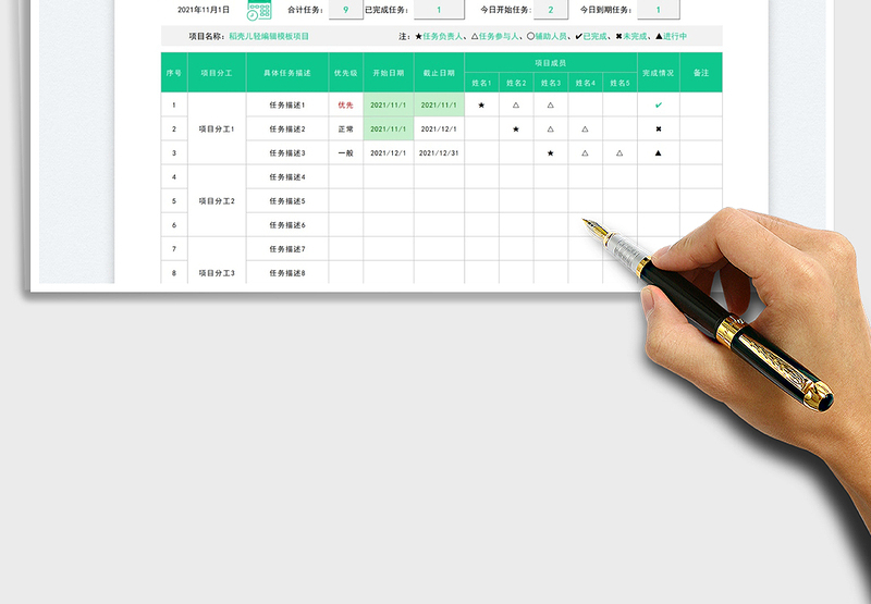 2024项目成员分工进度管理exce表格