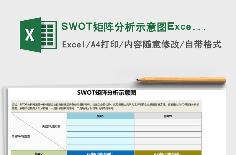SWOT矩阵分析示意图excel模板