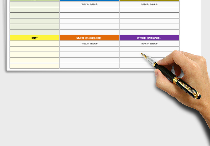 SWOT矩阵分析示意图excel模板