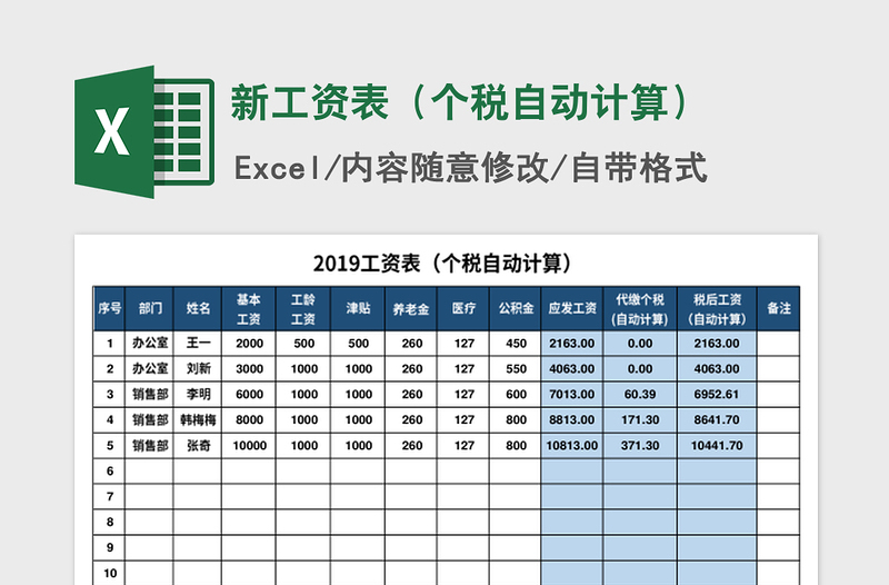 2024年新工资表（个税自动计算）免费下载