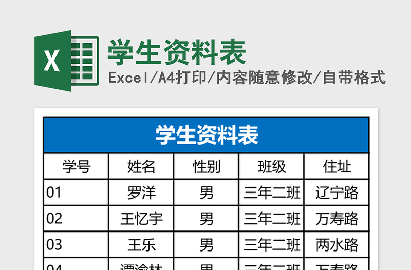 2025学生资料表Excel表格