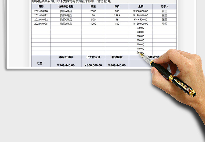 2025年财务报表客户往来对账单