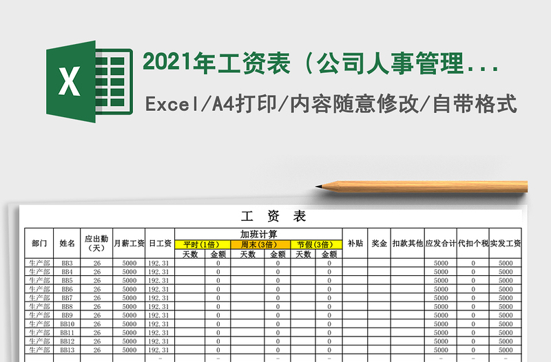 2025年工资表（公司人事管理）