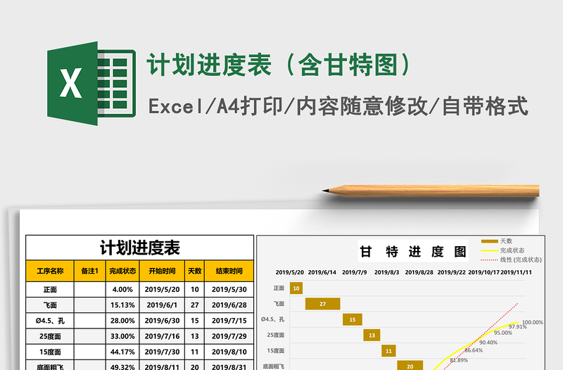 计划进度表（含甘特图）下载