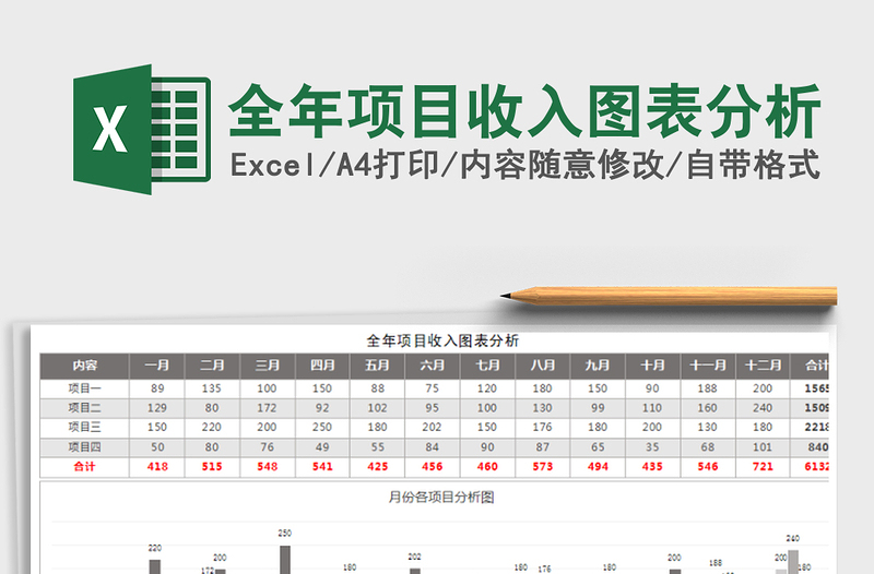 2025年全年项目收入图表分析