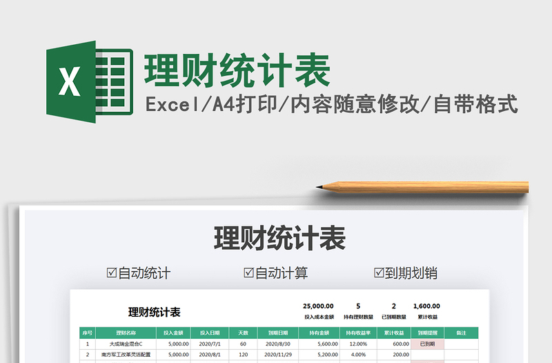 2025年理财统计表