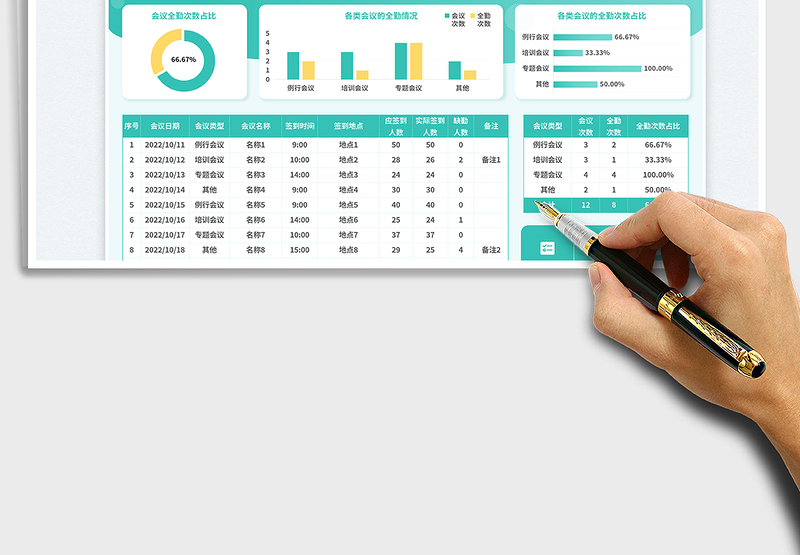 2025简约通用自动计算会议签到统计表免费下载
