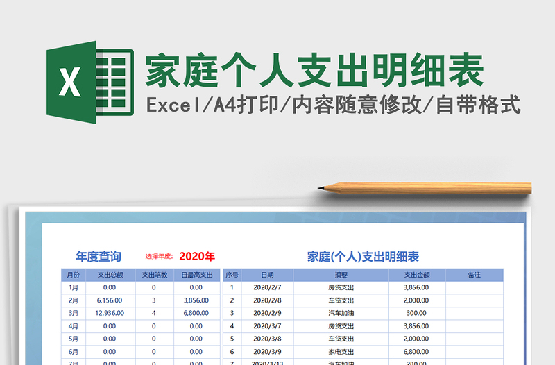 2025年家庭个人支出明细表