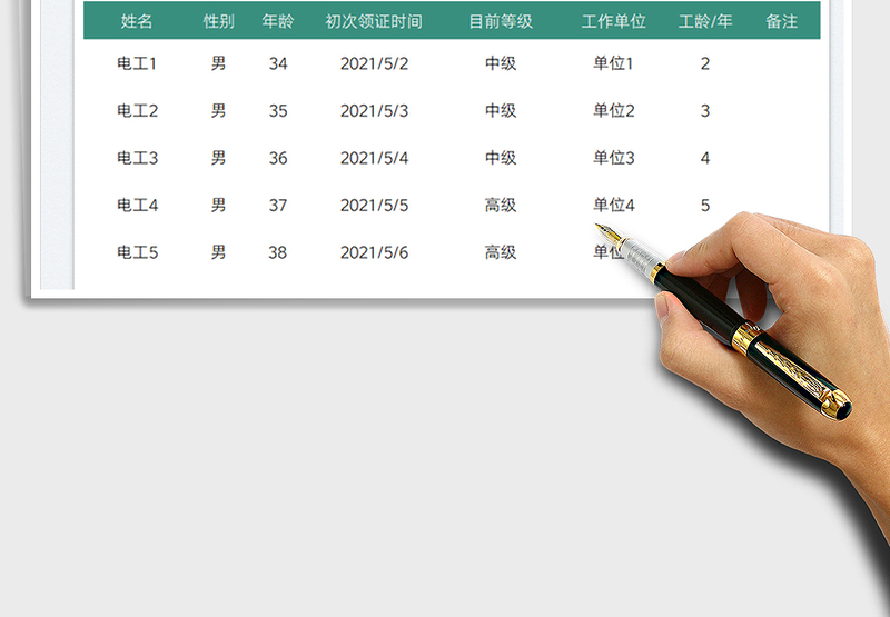 2025电工资质统计表免费下载
