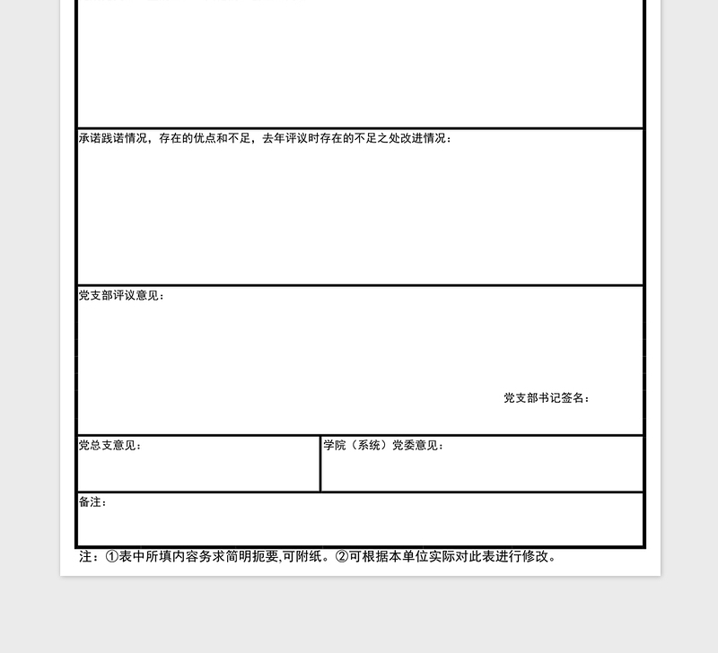 2025学年党员民主评议情况表