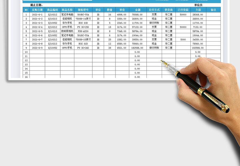 2025财务采购支出明细表免费下载