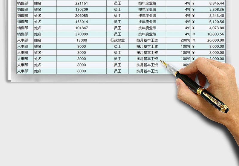 2025年年终奖统计财务会计表