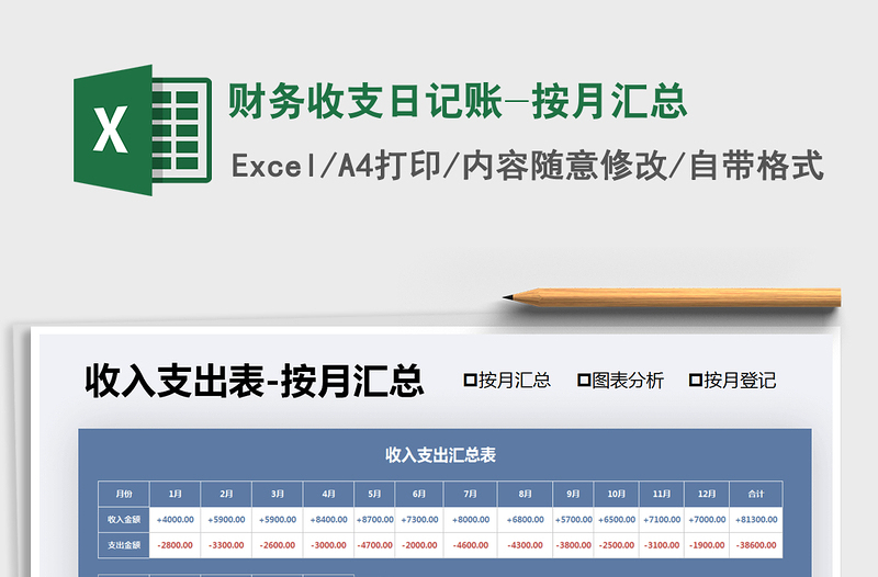 2025年财务收支日记账-按月汇总