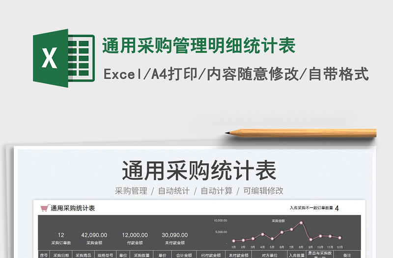 2025通用采购管理明细统计表免费下载