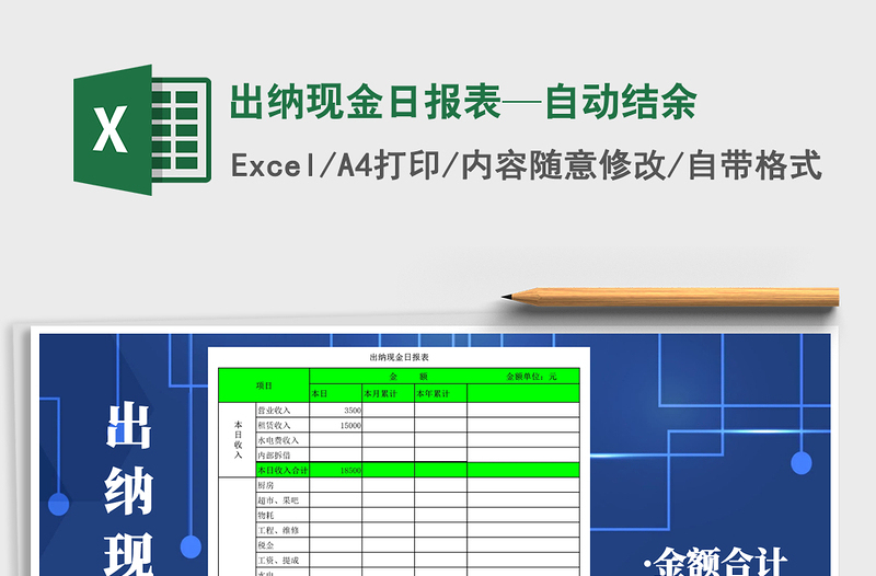 2025年出纳现金日报表—自动结余