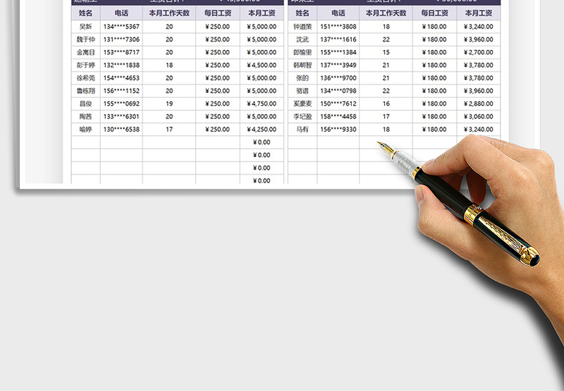 2025工资结算统计表免费下载